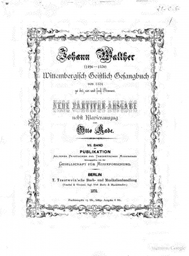 Walter - Geystliche gesangk-Buchleyn - Score