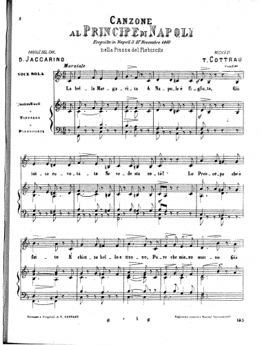Cottrau - Canzone al Principe di Napoli - complete score