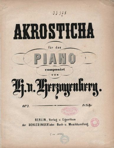 Herzogenberg - Akrosticha - Score