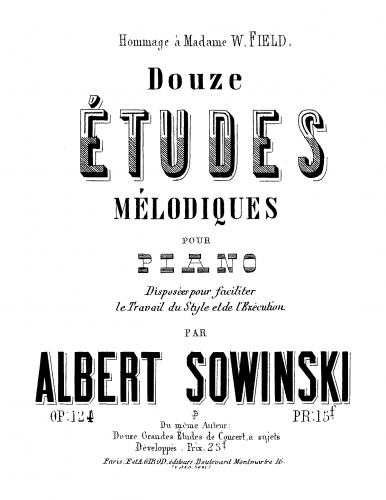 Sowinski - 12 Études mélodiques - Score