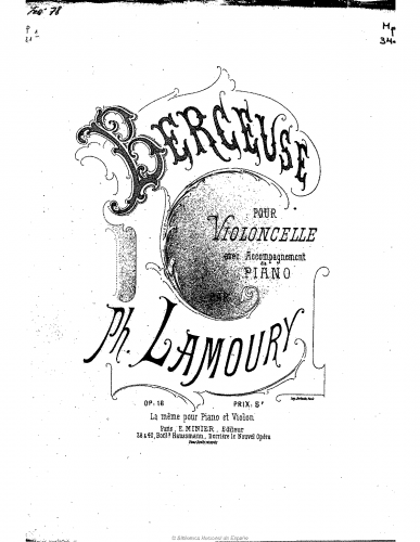 Lamoury - Berceuse - Scores and Parts