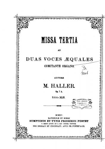 Haller - Missa Tertia - Score