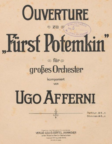 Afferni - Overture Fürst Potemkin - Full score