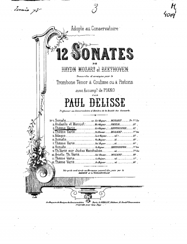 Delisse - 12 Sonates de Haydn, Mozart et Beethoven - 3. Beethoven Theme Varie, from Piano Sonata Op. 26