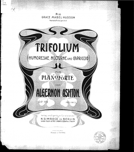 Ashton - Trifolium for Piano - Score