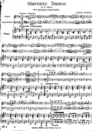 DvoÅák - Slavonic Dances - Dumka (No. 2) For Violin, Cello and Piano