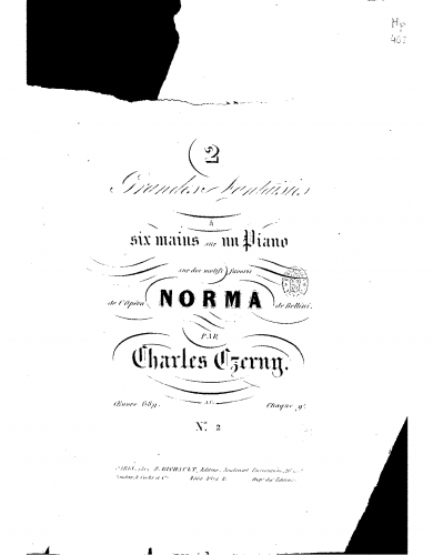 Czerny - 2 Grande fantaisies sur des motifs favoris de l'opera 'Norma' - Score