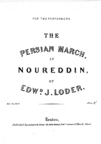 Loder - Persian March from 'Noureddin' - For Piano 4 hands - Score
