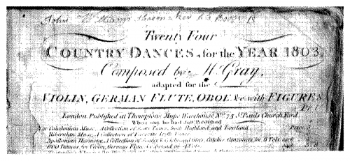 Various - 24 Country Dances for the Year 1803 - Score