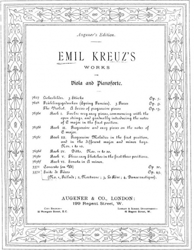 Kreuz - Suite de pieces - Incomplete piano score