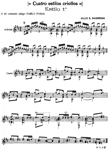 Sagreras - 4 Estilos criollos - Score