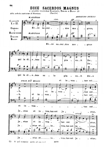 Donini - Ecce sacerdos magnus - Vocal Score