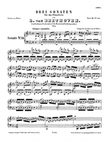 Beethoven - 3 Piano Sonatas, WoO 47 - Sonata No. 1 in E♭ major