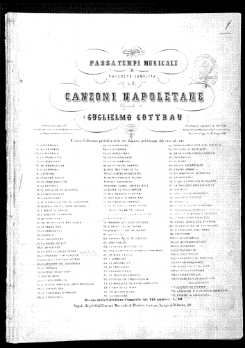 Cottrau - Passatempi musicali - Score
