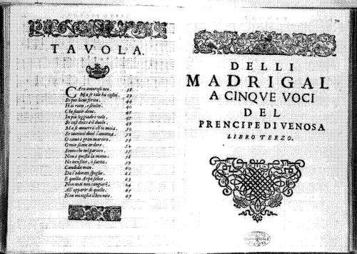 Gesualdo - Madrigals, Book 3 - Scores and Parts - Score