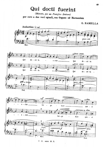 Ramella - Qui docti fuerint - Score