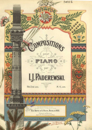 Paderewski - Compositions pour Piano - Score