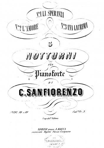 Sanfiorenzo - 3 Notturni - Piano Score - 2. L'Amore