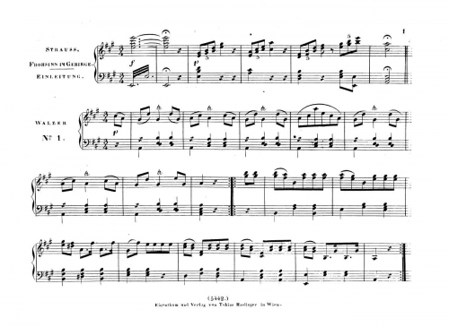 Strauss Sr. - Frohsinn im Gebirge, Op. 26 - For Piano solo - Score