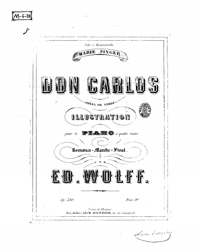 Wolff - Don Carlos - Piano Duet Scores - Score