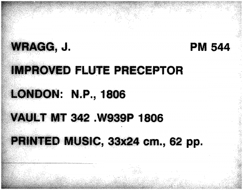Wragg - The Flute Preceptor - Score
