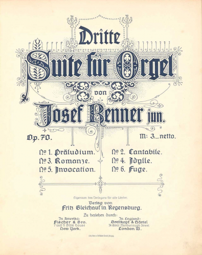 Renner - Suite for Organ No. 3 - Score