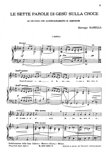 Ramella - Le sette parole di GesÃ¹ sulla Croce (The seven words of Jesus on the Cross) - Vocal Score