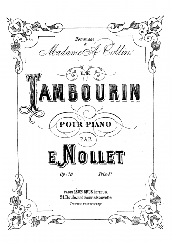 Nollet - Le Tambourin - Piano Score - Score