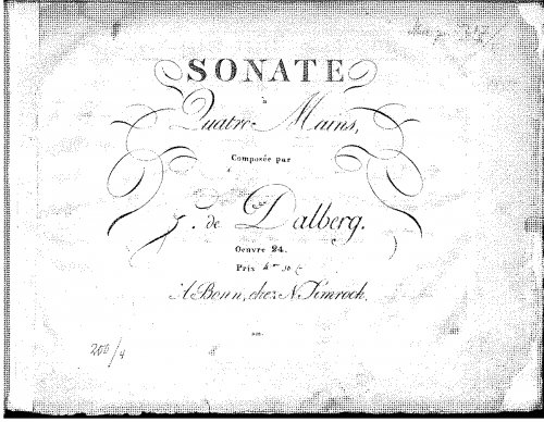 Dalberg - Sonate à quatre mains, Op. 24 - Score