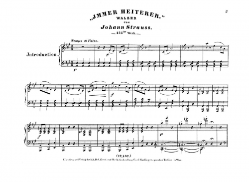 Strauss Jr. - Immer heiterer Walzer, Op. 235 - For Piano solo - Score