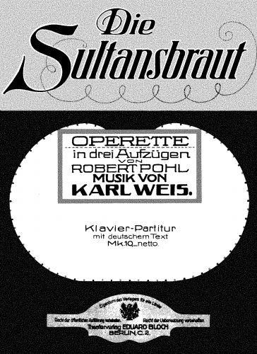Weis - Die Sultansbraut - Vocal Score - Score