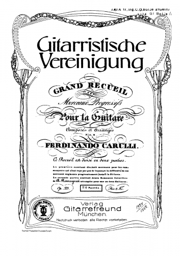 Carulli - Grand recueil de morceaux progressifs - Guitar Scores Book II (Duos) - Complete book II