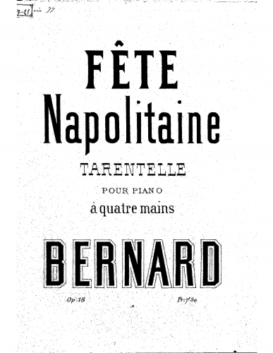 Bernard - Fête napolitaine - Piano Duet Scores - Score
