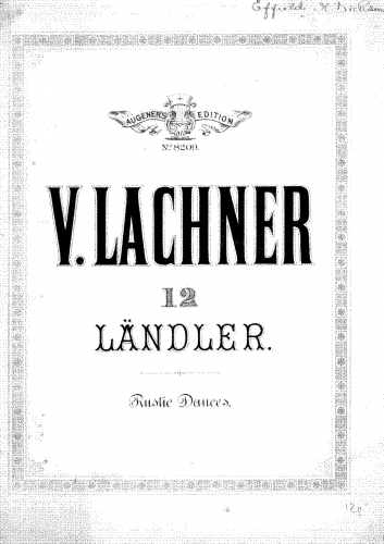 Lachner - 12 Ländler with Intermezzo and Finale - Score