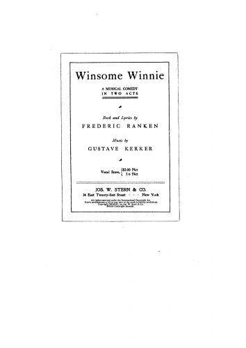 Kerker - Winsome Winnie - Vocal Score - Score