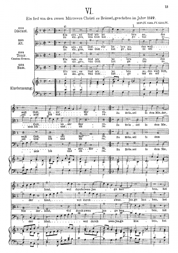 Walter - Ein lied von den zween Märterern Christi zu Brüssel, geschehen im Jahr 1522 - Score