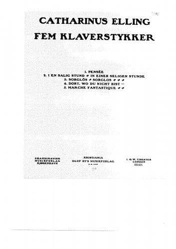Elling - Fem Klaverstykker - Score