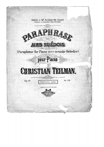 Teilman - Paraphrase sur Airs Suedois - Score