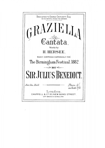 Benedict - Graziella - Vocal Score - Score