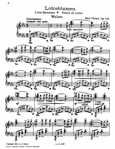 Ohlsen - Lotosblumen - For Piano - Score
