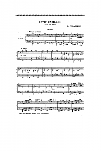 Paladilhe - Petit carillon - Piano Duet Scores - Score