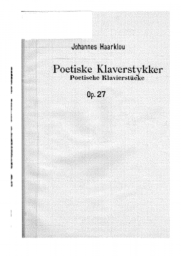 Haarklou - Poetische Klavierstücke - Score