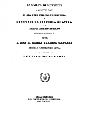 Alfieri - Raccolta di Motetti - Score