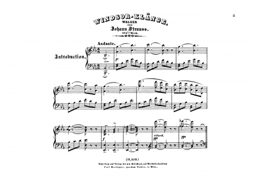 Strauss Jr. - Windsor-Klänge Walzer - For Piano solo - Score