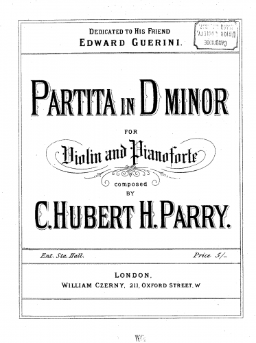 Parry - Partita in D minor - Scores and Parts