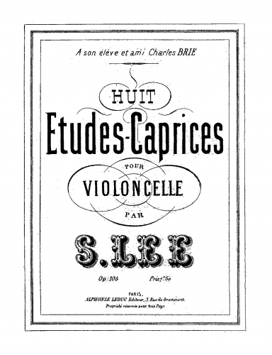 Lee - 8 Etudes-Caprices for Cello - Score
