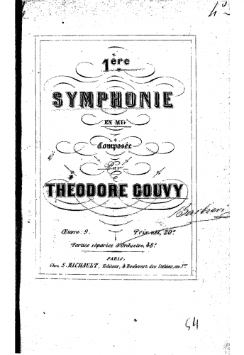 Gouvy - Symphony No. 1 - Score