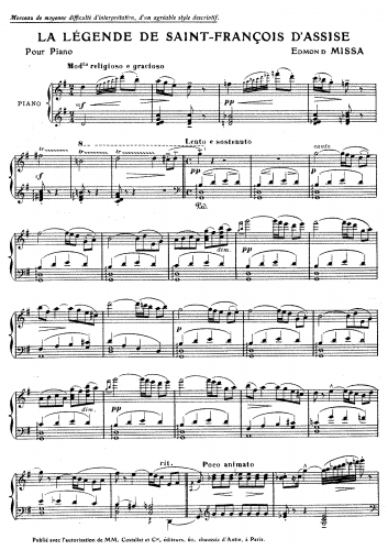 Missa - La légende de Saint François d'Assise - Score