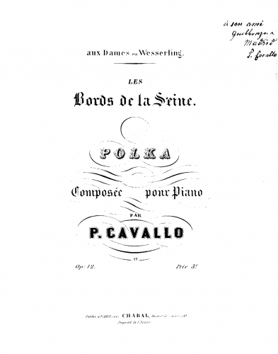 Cavallo - Les bords de la Seine - Piano Score - Score