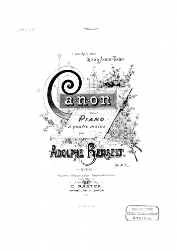 Henselt - Canon pour Piano - Score